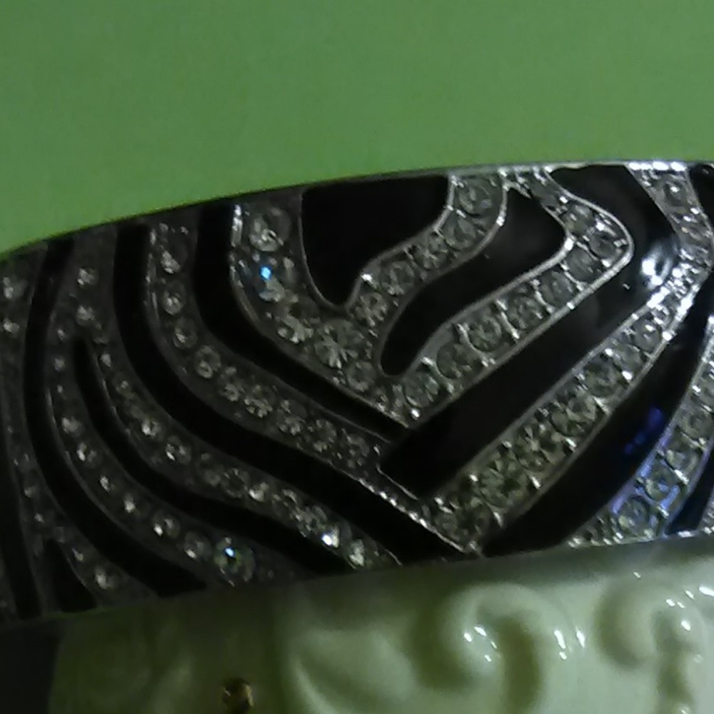 Black and White Rhinestone Zebra Pattern Bracelet